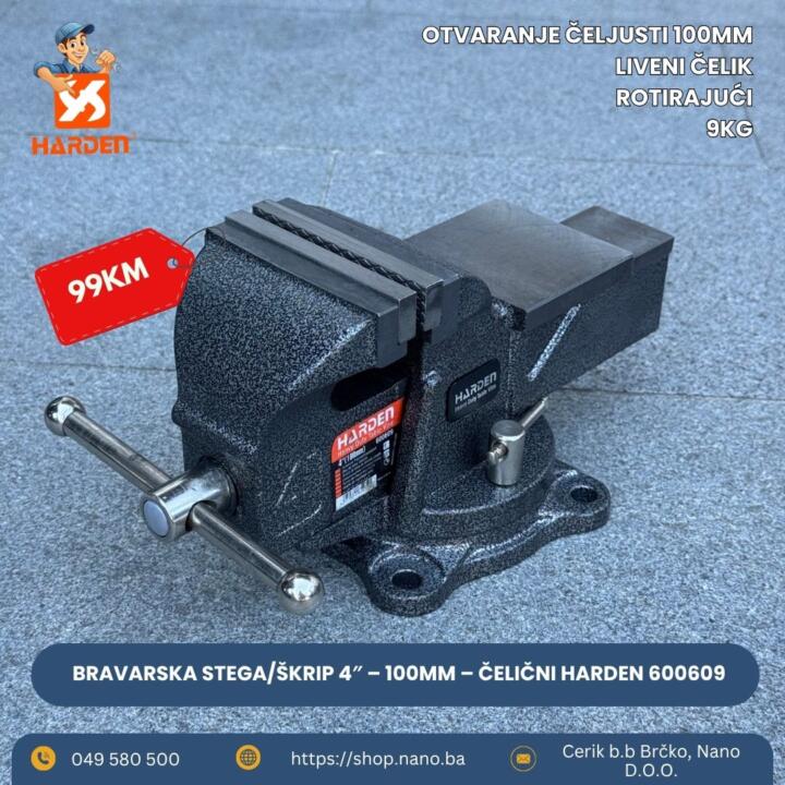 50 Bravarska stega/škrip 4″ – 100mm – čelični HARDEN 600609 - Image 1