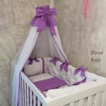 Komplet Lux ogradica za krevetac 120x60cm Bijela-Ljubičasta