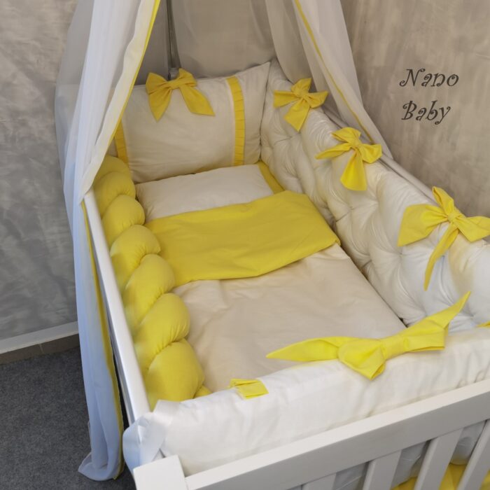 Komplet Lux ogradica za krevetac 120x60cm Bijela-Žuta - Image 2