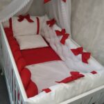 Komplet Lux ogradica za krevetac 120x60cm Bijela-Crvena