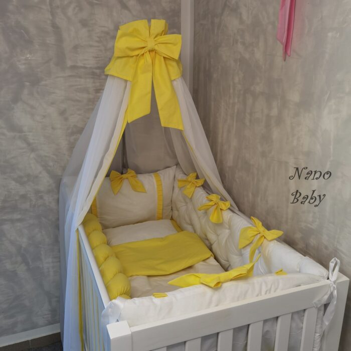 Komplet Lux ogradica za krevetac 120x60cm Bijela-Žuta - Image 3