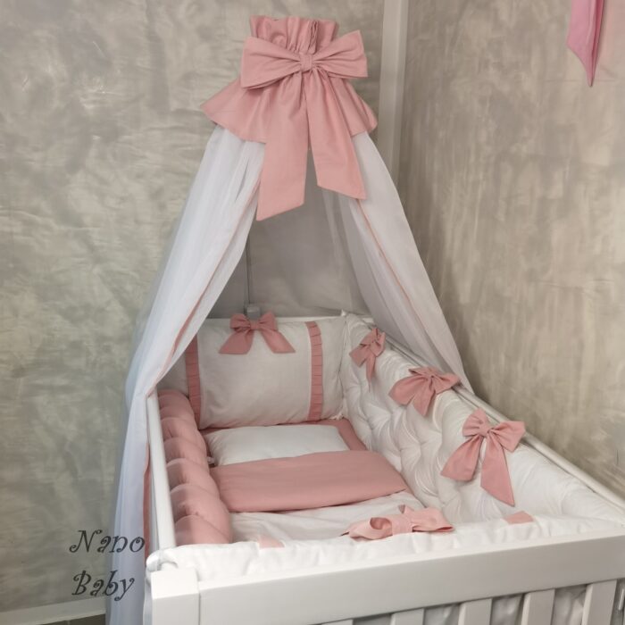 Komplet Lux ogradica za krevetac 120x60cm Bijela-Puder - Image 5