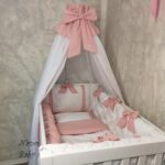 Komplet Lux ogradica za krevetac 120x60cm Bijela-Puder - Image 5