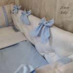 Komplet Lux ogradica za krevetac 120x60cm Bijela-Svijetlo plava - Image 3