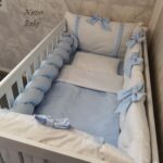 Komplet Lux ogradica za krevetac 120x60cm Bijela-Svijetlo plava - Image 2