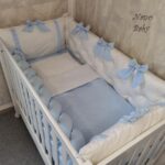 Komplet Lux ogradica za krevetac 120x60cm Bijela-Svijetlo plava