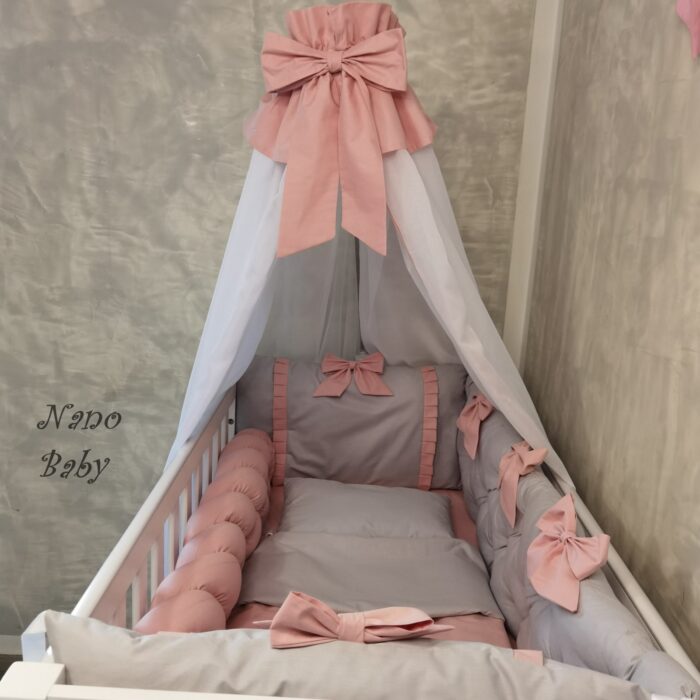 Komplet Lux ogradica za krevetac 120x60cm Siva-Puder - Image 4