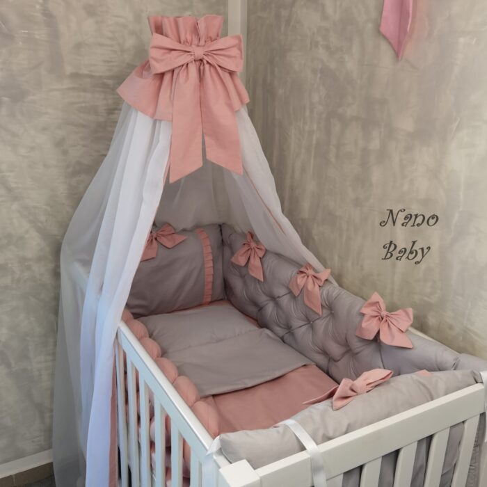 Komplet Lux ogradica za krevetac 120x60cm Siva-Puder - Image 3