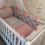 Komplet Lux ogradica za krevetac 120x60cm Siva-Puder