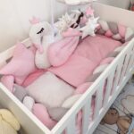 Set Labud Roze - ogradica, pletenica, plahta, jastuk, jorgan 120x60cm