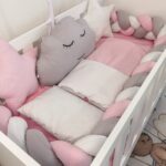 Set Roze oblak - ogradica, pletenica, plahta, jastuk, jorgan 120x60cm