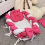 Gnijezdo sa pletenicom, jorganom i jastukom - Pink i bijela