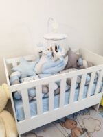 Set Labud Plavi - ogradica, pletenica, plahta, jastuk, jorgan 120x60cm - Image 2