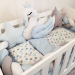 Set Labud Plavi - ogradica, pletenica, plahta, jastuk, jorgan 120x60cm