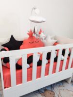 Set Koraljni Crni oblak - ogradica, pletenica, plahta, jastuk, jorgan 120x60cm - Image 2