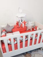 Set Koraljni Sivi oblak - ogradica, pletenica, plahta, jastuk, jorgan 120x60cm - Image 2