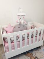 Set Roze oblak - ogradica, pletenica, plahta, jastuk, jorgan 120x60cm - Image 2