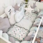 Set Labud Mint - ogradica, pletenica, plahta, jastuk, jorgan 120x60cm