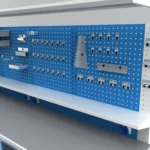 Metalni radni stol "Nano-Bodur" (NO:26) (Okvir - svijetlosiva / Paneli - plava) - Image 4