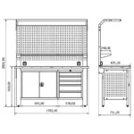 Metalni radni stol "Nano-Bodur" (NO:26) (Okvir - svijetlosiva / Paneli - plava) - Image 2