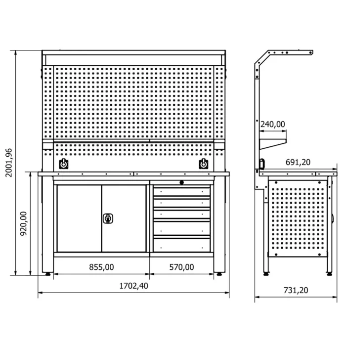 Metalni radni stol "Nano-Bodur" (NO:67)  (Okvir – svijetlo siva/ Paneli – svijetlo plava) - Image 4