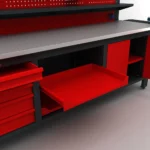 Metalni radni stol "Nano-Bodur" (NO:76) (Okvir - crna / Paneli - crvena) - Image 3
