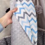 Dekica - Sivi minky plavi cik cak - 80x80cm