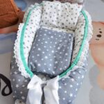 Gnijezdo s jastukom i jorganom - Sivo bijele zvjezdice s tirkiz