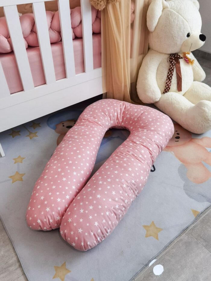 Jastuk za trudnice - Puder roze s bijelim zvjezdicama - Image 2