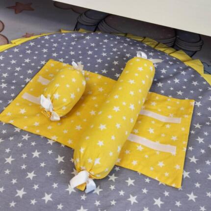 Jastuk za fiksiranje bebe - Žuti s bijelim zvjezdicama