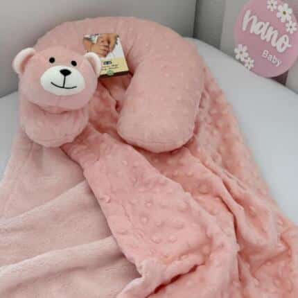 Set jastuk i dekica za putovanje - Puder roze