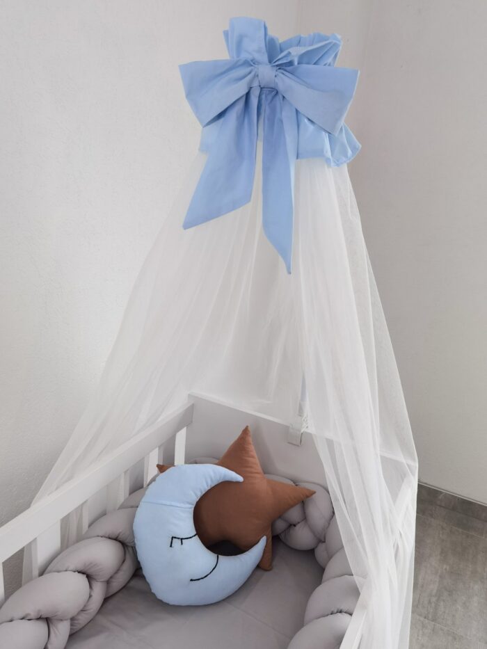 Baldahin za krevetic - Bijeli s svijetlo plavom mašnom - Image 2