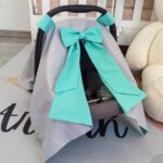 Baldahin/pokrivač za autosjedalicu - Siva s tirkiz mašnom