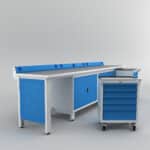 Metalni radni stol "Nano-Bodur" (NO:21) (Okvir - svijetlosiva / Paneli - plava) - Image 4