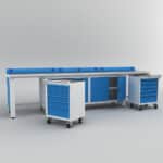 Metalni radni stol "Nano-Bodur" (NO:21) (Okvir - svijetlosiva / Paneli - plava) - Image 2