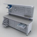 Metalni radni stol "Nano-Bodur" (NO:41) (Okvir - svijetlosiva / Paneli - plava) - Image 3