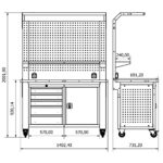 Metalni radni stol "Nano-Bodur" (NO:65)  (Okvir - svijetlo siva / Paneli - okean plava) - Image 4