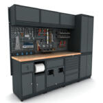 Metalni modularni radni stol "Nano-Bodur" (NO:14) (Okvir - antracit / Paneli - antracit)