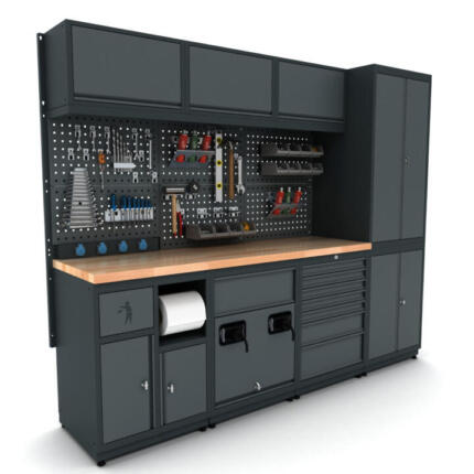 Metalni modularni radni stol "Nano-Bodur" (NO:14) (Okvir - antracit / Paneli - antracit)