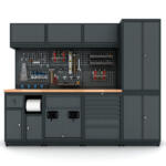 Metalni modularni radni stol "Nano-Bodur" (NO:14) (Okvir - antracit / Paneli - antracit) - Image 3