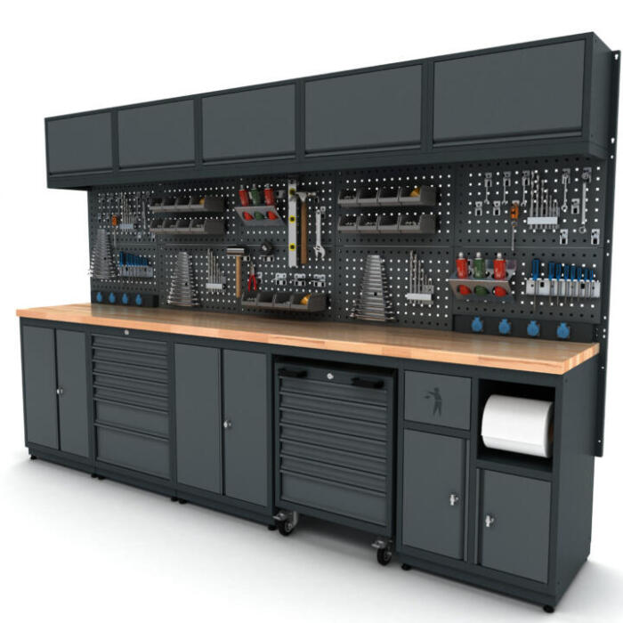 Metalni modularni radni stol "Nano-Bodur" (NO:27) (Okvir - svijetlosiva / Paneli - plava) - Image 2