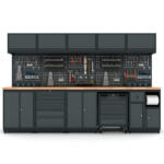 Metalni modularni radni stol "Nano-Bodur" (NO:27) (Okvir - svijetlosiva / Paneli - plava) - Image 3