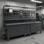 Metalni radni stol "Nano-Bodur" (NO:26) (Okvir - antracit / Paneli - antracit)