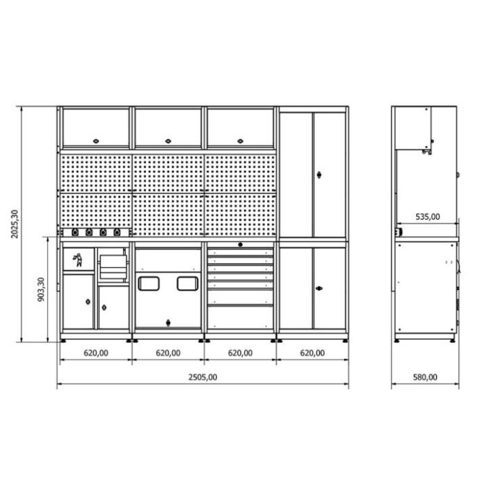 Metalni modularni radni stol "Nano-Bodur" (NO:14) (Okvir - antracit / Paneli - antracit) - Image 4