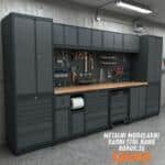 Metalni modularni radni stol "Nano-Bodur" (NO:35) (Okvir - crna / Paneli - antracit)