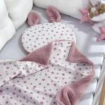 Set Teddy Jastuk zeko i Dekica - Puder roze i Puder roze zvjezdice