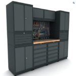 Metalni modularni radni stol "Nano-Bodur" (NO:18) (Okvir - antracit / Paneli - antracit)