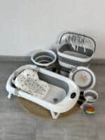 Set za kupanje bebe 7/1 - kada s termometrom, kanta, bokal, korpa, posuda, vješalice, jastuk za kupanje M1037-5 - Image 4