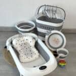 Set za kupanje bebe 7/1 - kada s termometrom, kanta, bokal, korpa, posuda, vješalice, jastuk za kupanje M1037-5