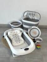 Set za kupanje bebe 7/1 - kada s termometrom, kanta, bokal, korpa, posuda, vješalice, jastuk za kupanje M1037-5